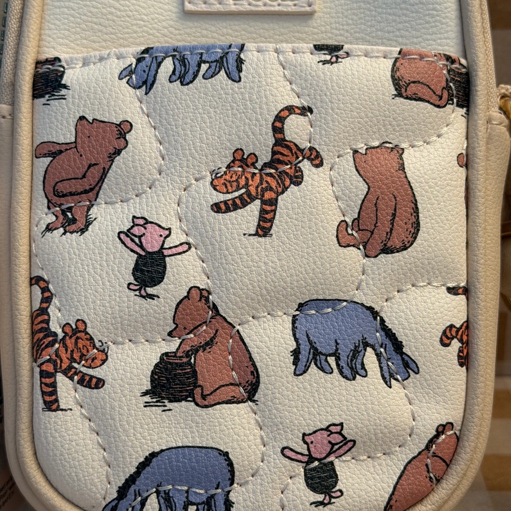 Primark Winnie the Pooh Characters Crossbody Phone Holder Bag Cream New w Tag - Picture 3 of 7